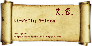 Király Britta névjegykártya